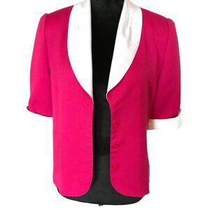 Koret Two-Tone Short Sleeve Blazer Vintage 80s, Pink & White Jacket Size 8